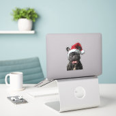 Sticker Noël des Bulldog français (Ordinateur portable sur le bureau)