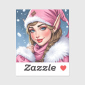 Sticker Noël des elfes roses (Feuille)