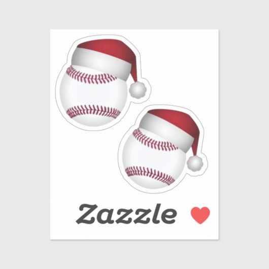 Sticker Noël du baseball de Santa Hat (Feuille)