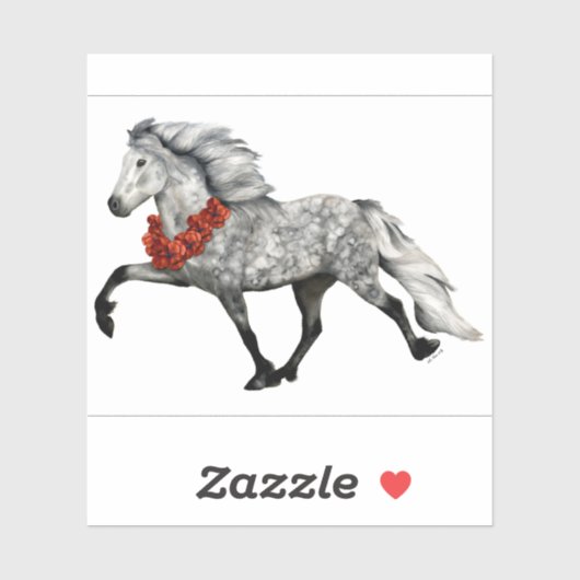 Sticker Noël du cheval islandais (Feuille)