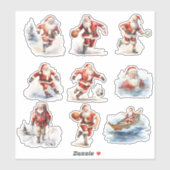 Sticker Noël du Père Noël sportif (Feuille)