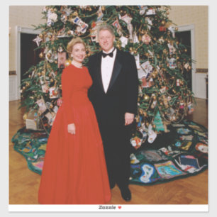 Sticker Noël du président américain Bill Clinton et Hillar