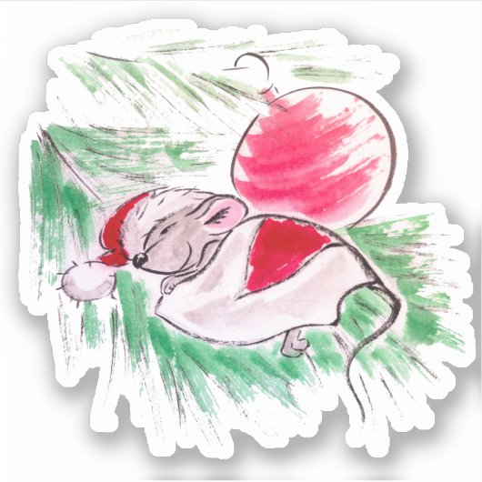 Sticker Noël et le Nouvel An dormir petite souris (Devant)