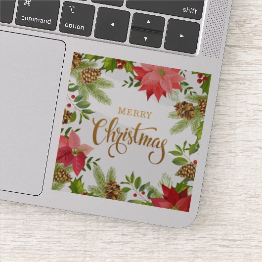 Sticker Noël floral de Poinsettia | Vacances (Détail)