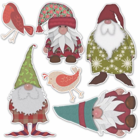 Sticker Noël Gnomes Oiseaux (Devant)