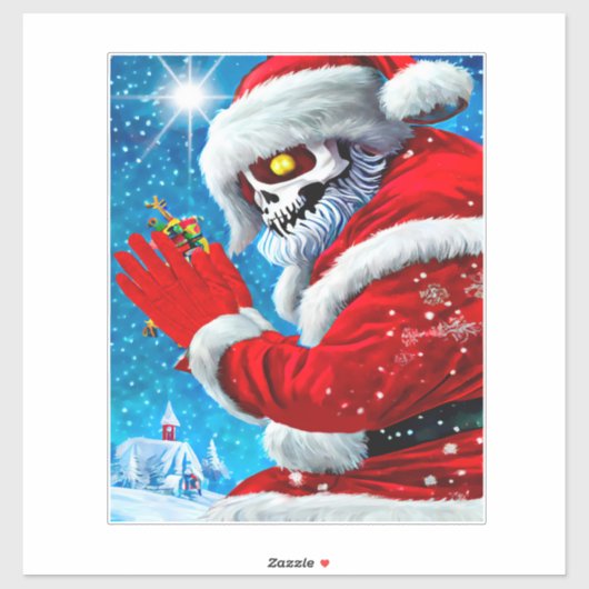 Sticker Noël gothique Santa Claus Squelette monstre Art (Feuille)