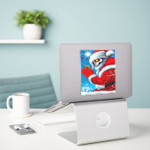 Sticker Noël gothique Santa Claus Squelette monstre Art (Ordinateur portable sur le bureau)