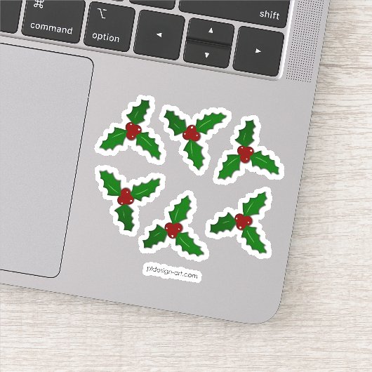 Sticker Noël Holly brindille rouge vert vacances déco (Détail)