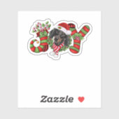 Sticker Noël Joy nain Stocking noir Dachshund (Feuille)