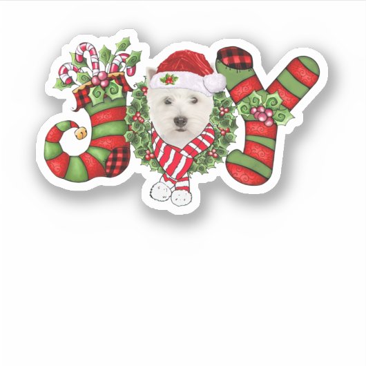 Sticker Noël Joy Nain Stocking West Highland White T (Devant)