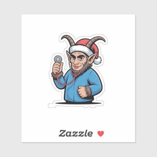 Sticker Noël Krampus Infirmière Scrubs Infirmière (Feuille)
