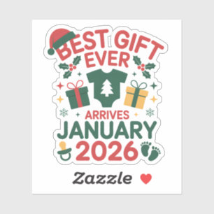 Sticker Noël Meilleur Cadeau Arrives Janvier 2026 Couples