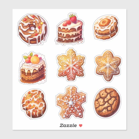 Sticker Noël Noël Noël Pain d'épice Cookies Set de 9 (Feuille)