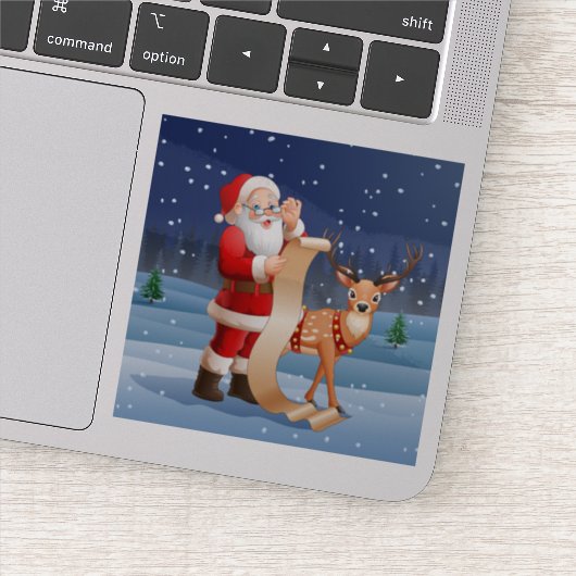 Sticker Noël Père Noël Et Rennes (Détail)