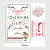 Sticker Noël Père Noël livraison spéciale avec nom (Feuille)