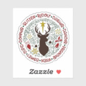 Sticker Noël Père Noël Noms des rennes Rudolf (Feuille)