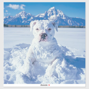 Sticker Noël Pitbull Chien Snowman