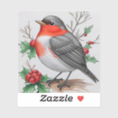 Sticker Noël Red Robin Bird (Feuille)