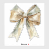 Sticker Noël Russe Blanc Bow Or Vert (Feuille)