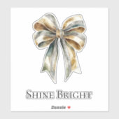Sticker Noel Rustic Green Bow personnalisé (Feuille)