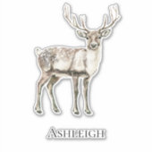 Sticker Noël Rustique Nom du cerf (Devant)