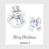 Sticker Noël Silver Snowman Bow (Feuille)