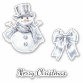 Sticker Noël Silver Snowman Bow (Devant)