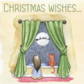 Sticker Noël Souhaite Mignonne Enfant & Kitty Chat Noël (Devant)