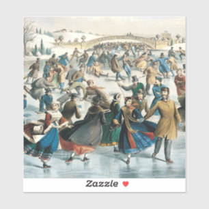 Sticker Noël victorien Central Park Currier & Ives