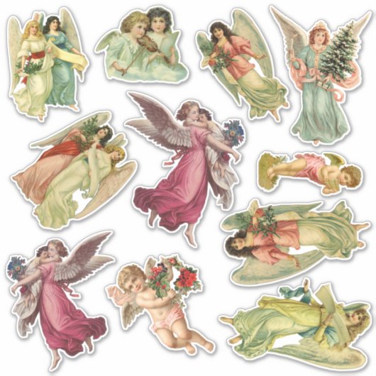 Sticker Noël vintage, Anges victoriens (Devant)