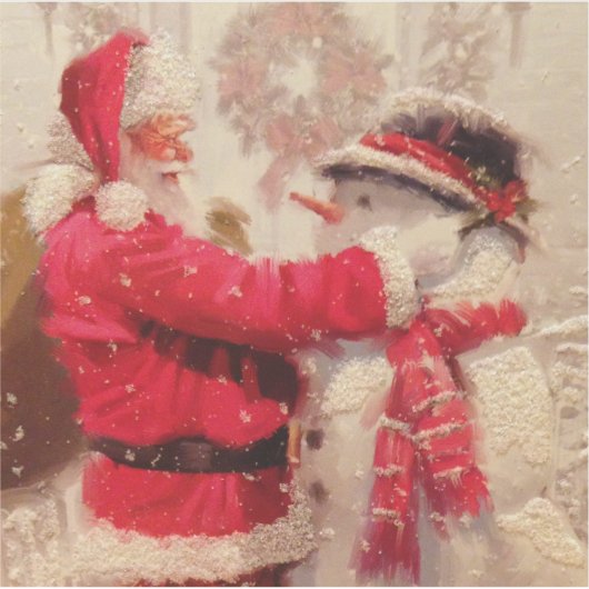 Sticker Noël vintage du Père Noël Snowman (Devant)