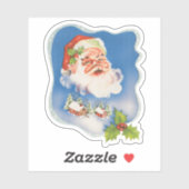 Sticker Noël vintage, joyeux Père Noël rétro (Feuille)