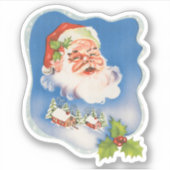 Sticker Noël vintage, joyeux Père Noël rétro (Devant)