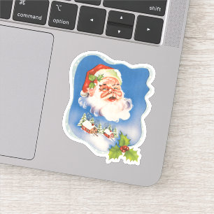 Sticker Noël vintage, joyeux Père Noël rétro