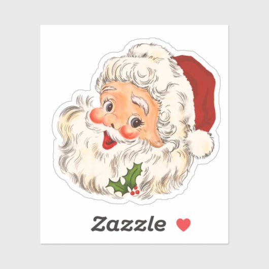 Sticker Noël vintage Retro Jolly Santa Claus (Feuille)