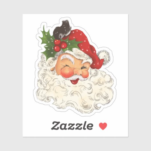 Sticker Noël vintage Retro Jolly Santa Claus (Feuille)