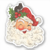 Sticker Noël vintage Retro Jolly Santa Claus (Devant)
