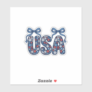 Sticker Nœud Floral USA Design Vectoriel Patriotique_1