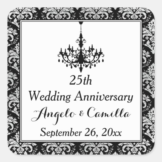 Sticker noir, argent Damask 25e anniversaire (Devant)