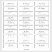 Sticker Noir Blanc Classic Calligraphie Adresse Invité (Feuille)