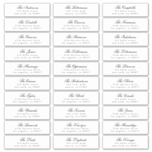 Sticker Noir Blanc Classic Calligraphie Adresse Invité (Devant)