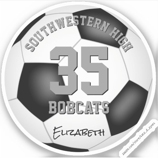 Sticker noir blanc gris nom de l'équipe filles garçons foo (Devant)