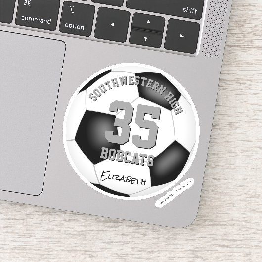 Sticker noir blanc gris nom de l'équipe filles garçons foo (Détail)