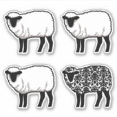 Sticker Noir Damask Sheep (Devant)