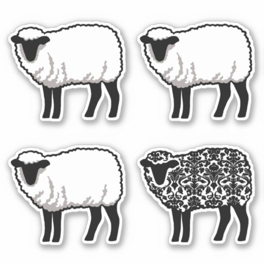Sticker Noir Damask Sheep (Devant)