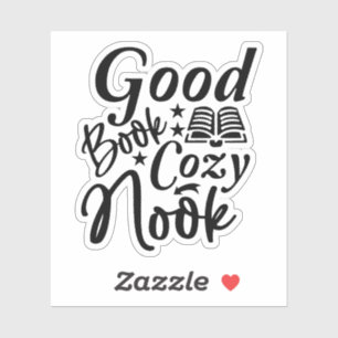 Sticker Noir et blanc Bon livre Cosy Nook