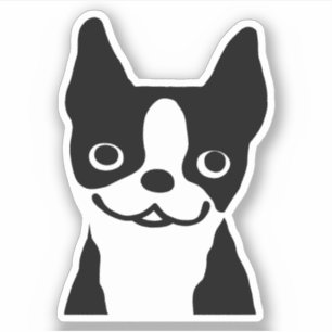 Sticker Noir et blanc Boston Terrier Cartographie Chien Vi