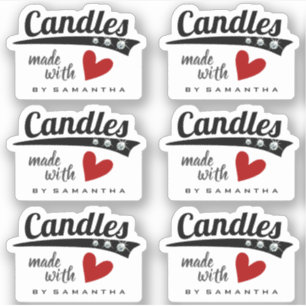 Sticker Noir et blanc Fabriqué avec amour Bougies du Coeur