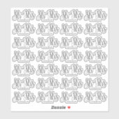 Sticker Noir et blanc m et mme. Script mariage moderne (Feuille)
