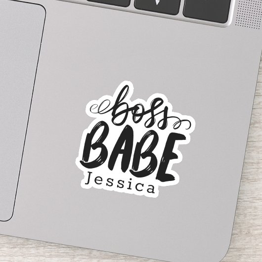Sticker Noir et blanc Stylish Boss Babe Monogramme